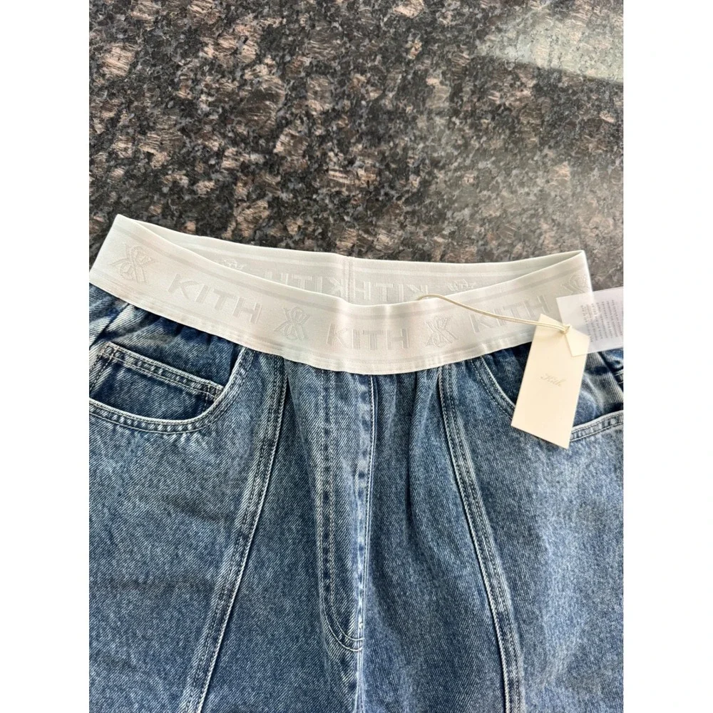 Kith Dana Logo Denim Pant Luka Wash Blue Wide Leg Jeans KHW060547-5078 Size 28 - Picture 7 of 16